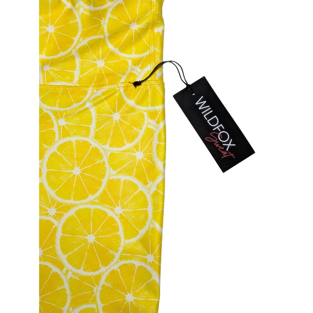 NWT Wildfox Sport Fallon Lemon Print Leggings Yellow White Medium - Picture 6 of 11